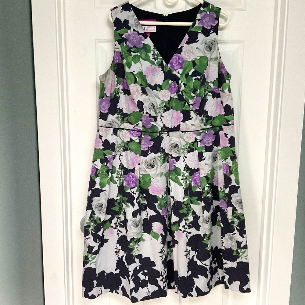 Talbots Women’s 14W Faux Wrap Midi Dress Cottagecore Dressy